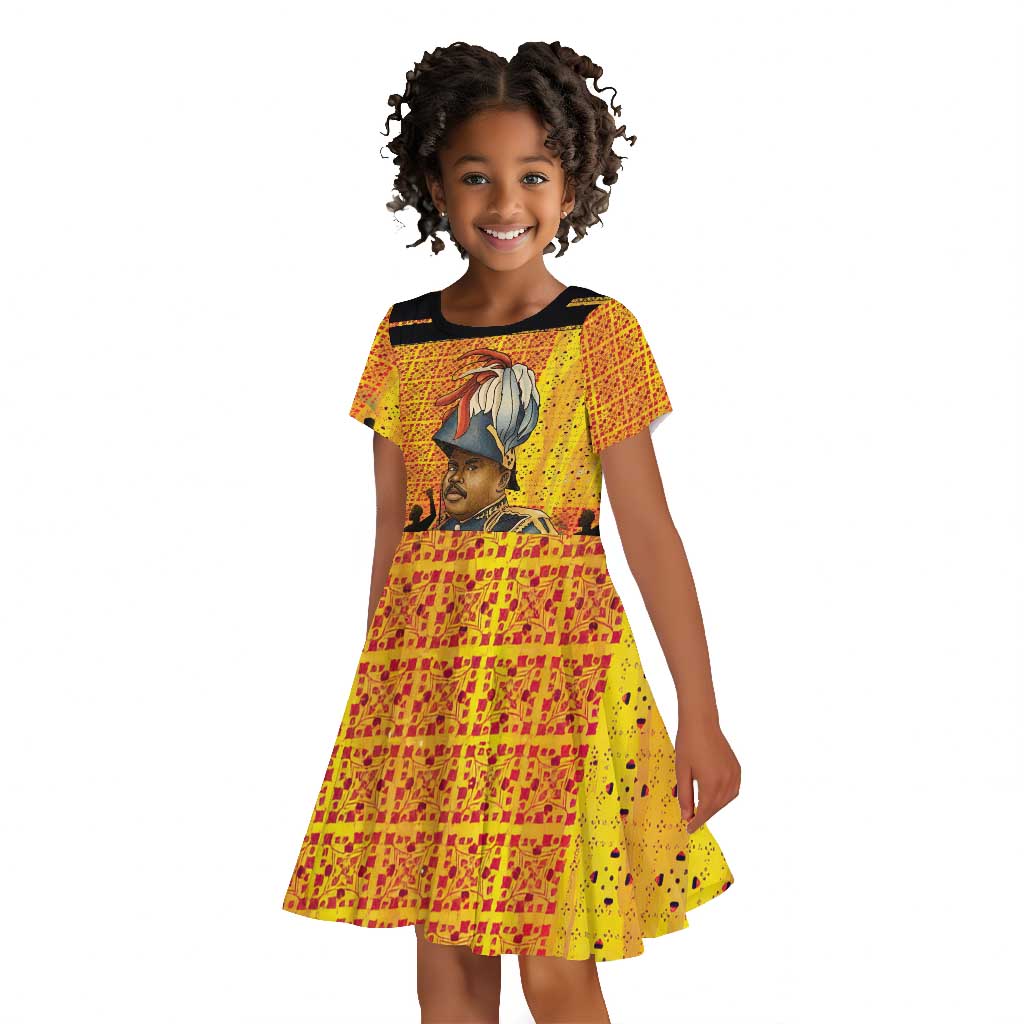 Marcus Garvey Kid Short Sleeve Dress Yellow African Pattern Design Pan African Flag Civil Rights Movement Tribute TS04