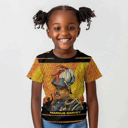 Marcus Garvey Kid T shirt Yellow African Pattern Design Pan African Flag Civil Rights Movement Tribute TS04