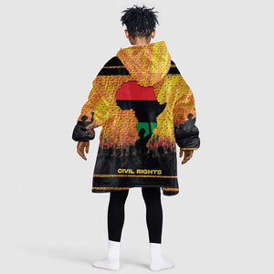 Marcus Garvey Kid Wearable Blanket Hoodie Yellow African Pattern Design Pan African Flag Civil Rights Movement Tribute - African Pride