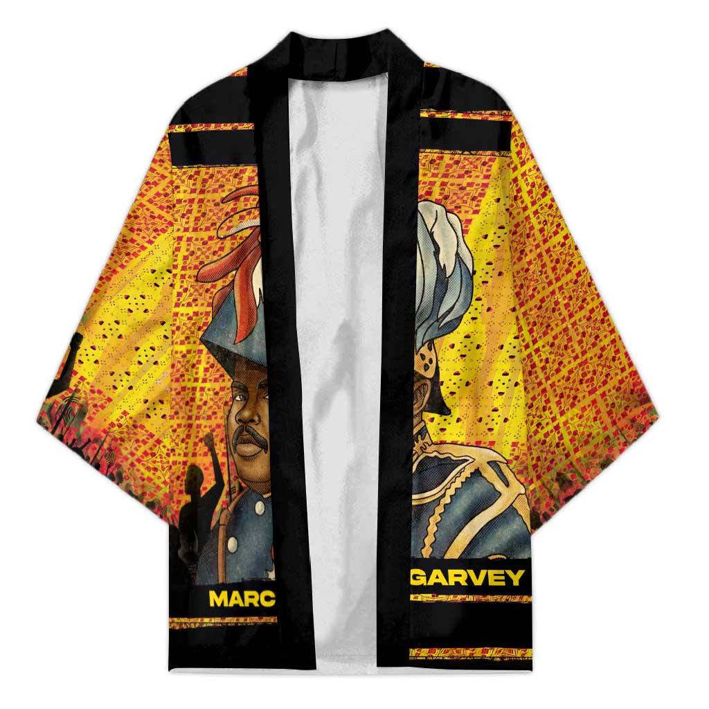 Marcus Garvey Kimono Yellow African Pattern Design Pan African Flag Civil Rights Movement Tribute - African Pride