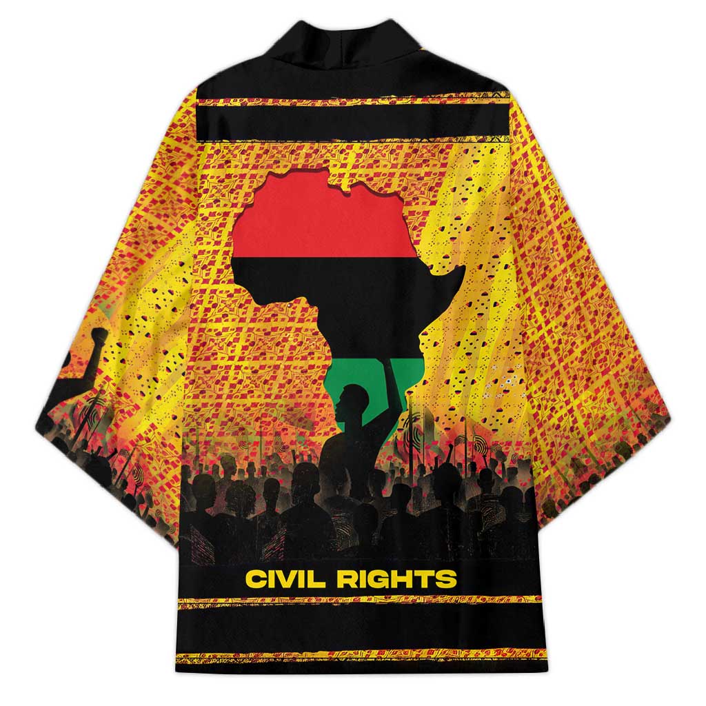 Marcus Garvey Kimono Yellow African Pattern Design Pan African Flag Civil Rights Movement Tribute - African Pride