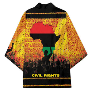 Marcus Garvey Kimono Yellow African Pattern Design Pan African Flag Civil Rights Movement Tribute - African Pride
