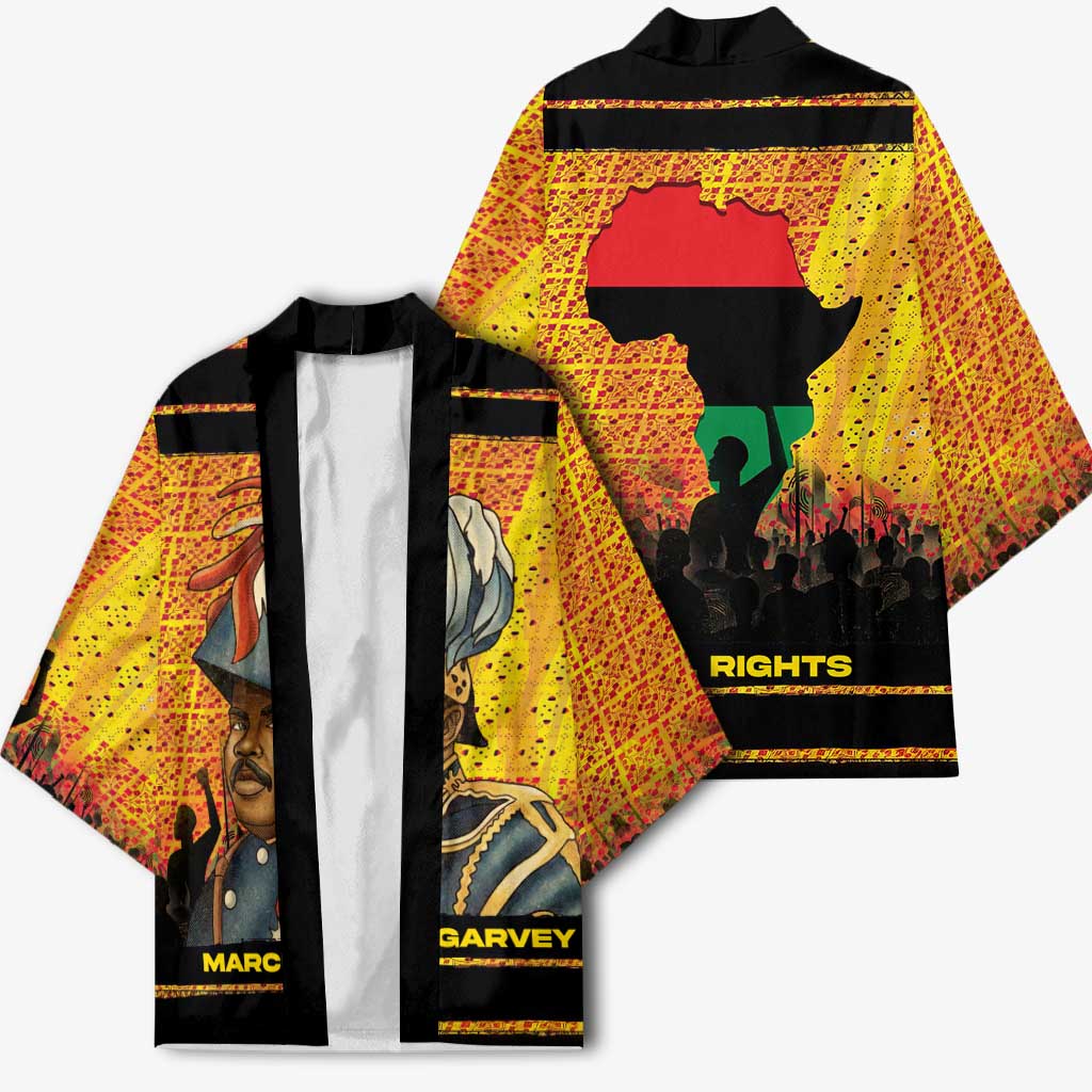 Marcus Garvey Kimono Yellow African Pattern Design Pan African Flag Civil Rights Movement Tribute - African Pride