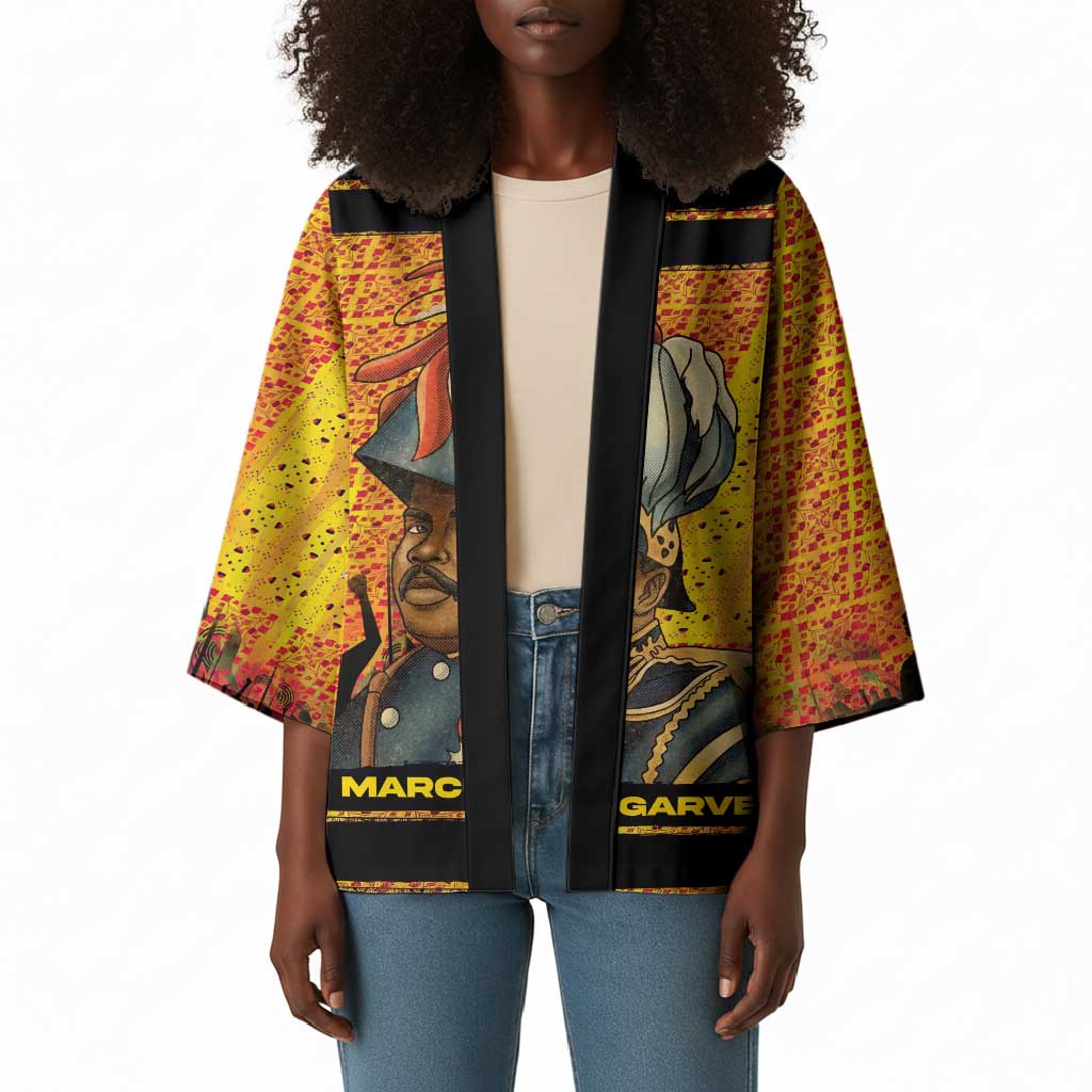 Marcus Garvey Kimono Yellow African Pattern Design Pan African Flag Civil Rights Movement Tribute - African Pride