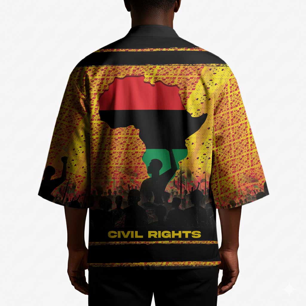 Marcus Garvey Kimono Yellow African Pattern Design Pan African Flag Civil Rights Movement Tribute - African Pride