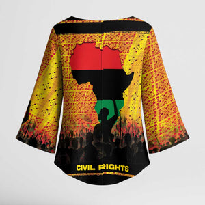 Marcus Garvey Kimono Sleeve Blouse Yellow African Pattern Design Pan African Flag Civil Rights Movement Tribute - African Pride