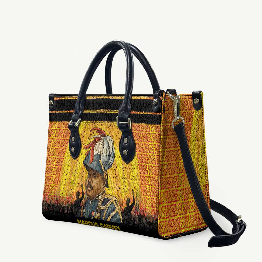 Marcus Garvey Leather Bag Yellow African Pattern Design Pan African Flag Civil Rights Movement Tribute - African Pride