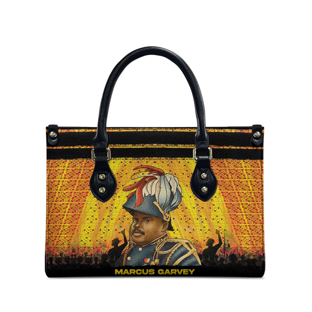Marcus Garvey Leather Bag Yellow African Pattern Design Pan African Flag Civil Rights Movement Tribute - African Pride