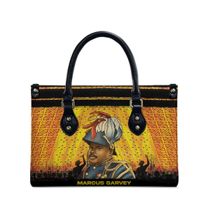 Marcus Garvey Leather Bag Yellow African Pattern Design Pan African Flag Civil Rights Movement Tribute - African Pride