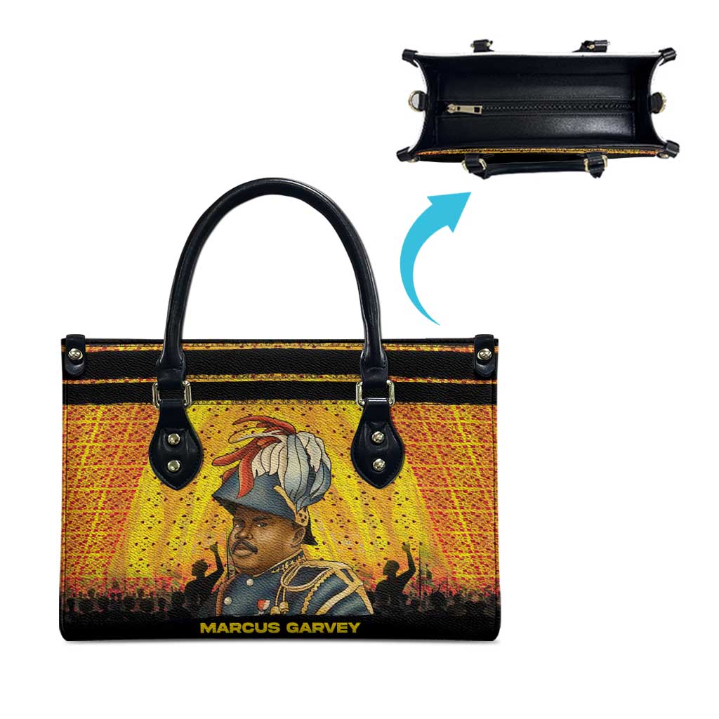 Marcus Garvey Leather Bag Yellow African Pattern Design Pan African Flag Civil Rights Movement Tribute - African Pride