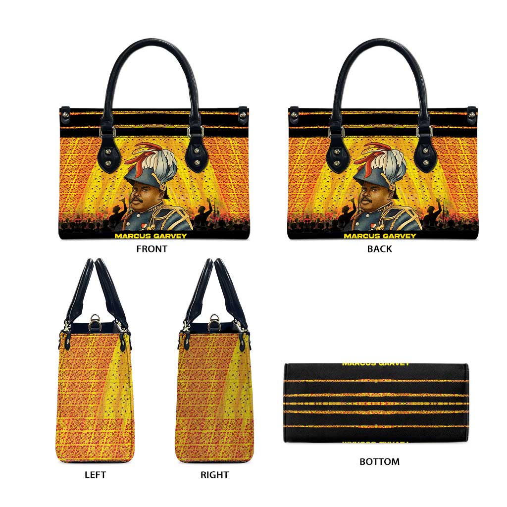 Marcus Garvey Leather Bag Yellow African Pattern Design Pan African Flag Civil Rights Movement Tribute - African Pride