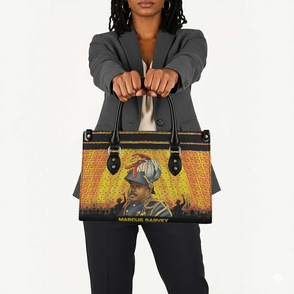 Marcus Garvey Leather Bag Yellow African Pattern Design Pan African Flag Civil Rights Movement Tribute - African Pride