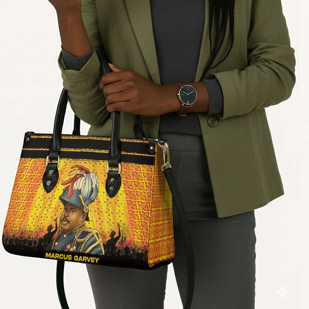 Marcus Garvey Leather Bag Yellow African Pattern Design Pan African Flag Civil Rights Movement Tribute - African Pride