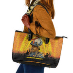 Marcus Garvey Leather Tote Bag Yellow African Pattern Design Pan African Flag Civil Rights Movement Tribute - African Pride