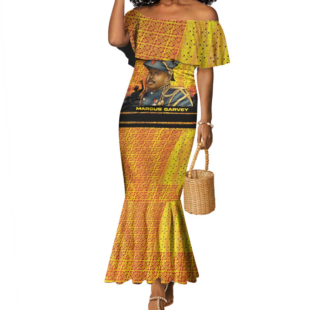 Marcus Garvey Mermaid Dress Yellow African Pattern Design Pan African Flag Civil Rights Movement Tribute TS04