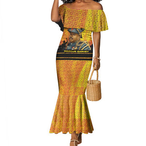 Marcus Garvey Mermaid Dress Yellow African Pattern Design Pan African Flag Civil Rights Movement Tribute TS04