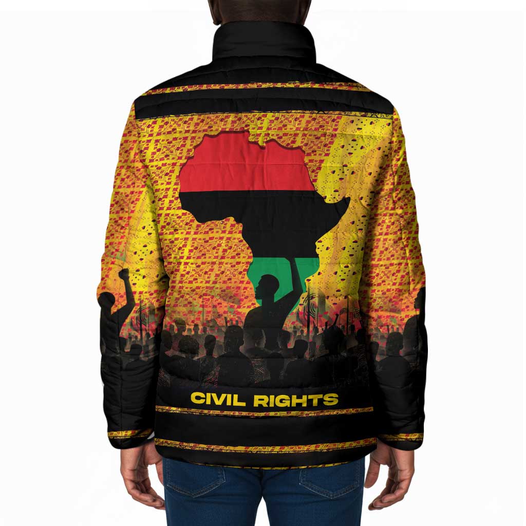 Marcus Garvey Padded Jacket Yellow African Pattern Design Pan African Flag Civil Rights Movement Tribute - African Pride