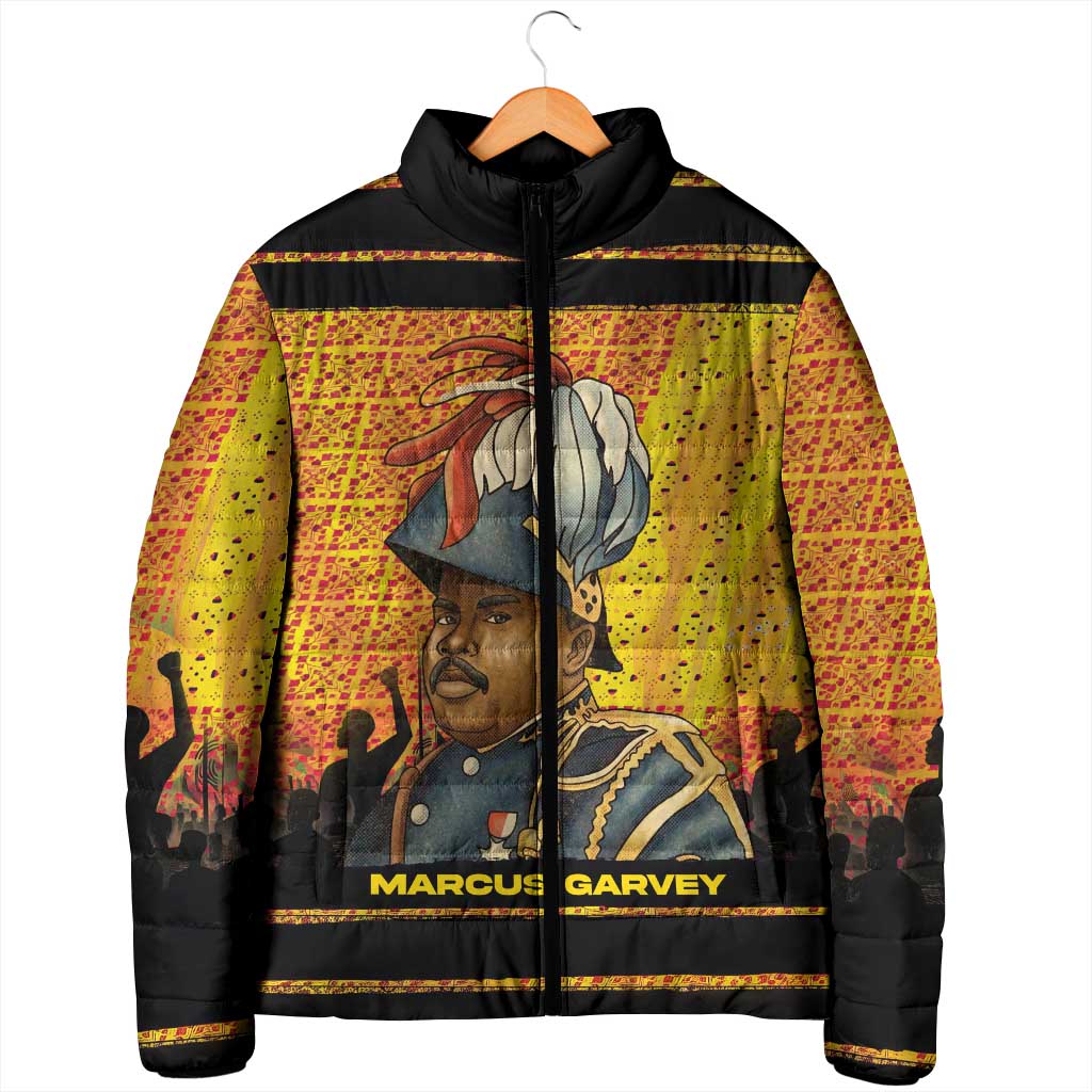 Marcus Garvey Padded Jacket Yellow African Pattern Design Pan African Flag Civil Rights Movement Tribute - African Pride