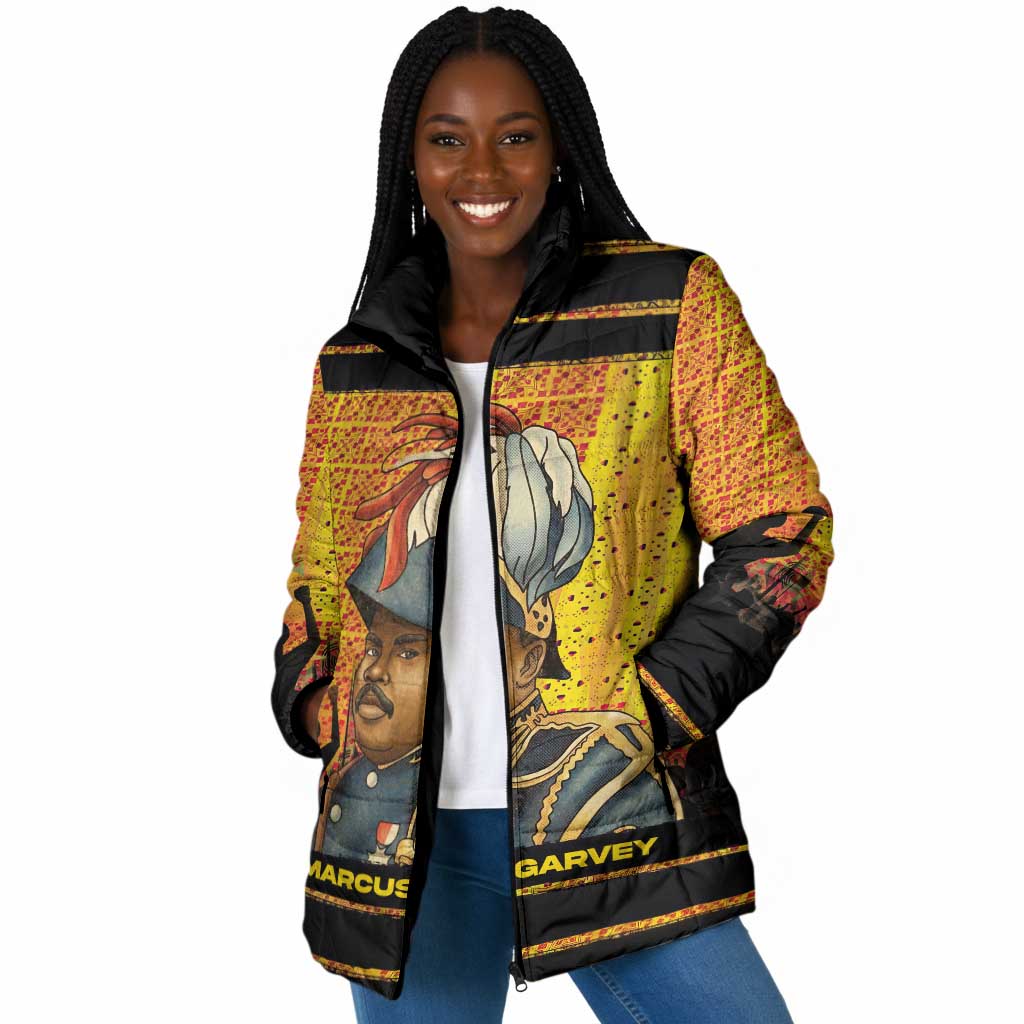 Marcus Garvey Padded Jacket Yellow African Pattern Design Pan African Flag Civil Rights Movement Tribute - African Pride