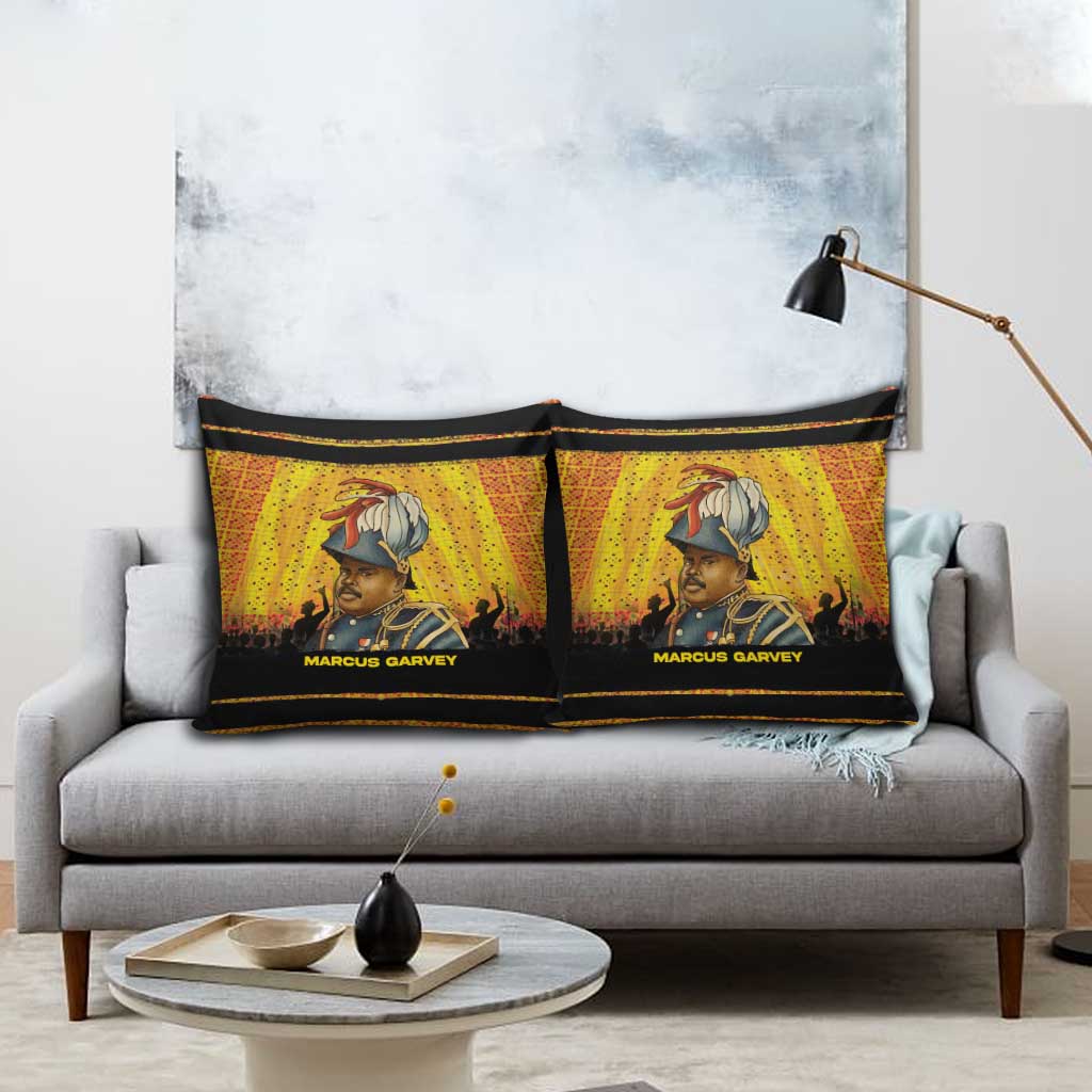 Marcus Garvey Pillow Cover Yellow African Pattern Design Pan African Flag Civil Rights Movement Tribute - African Pride