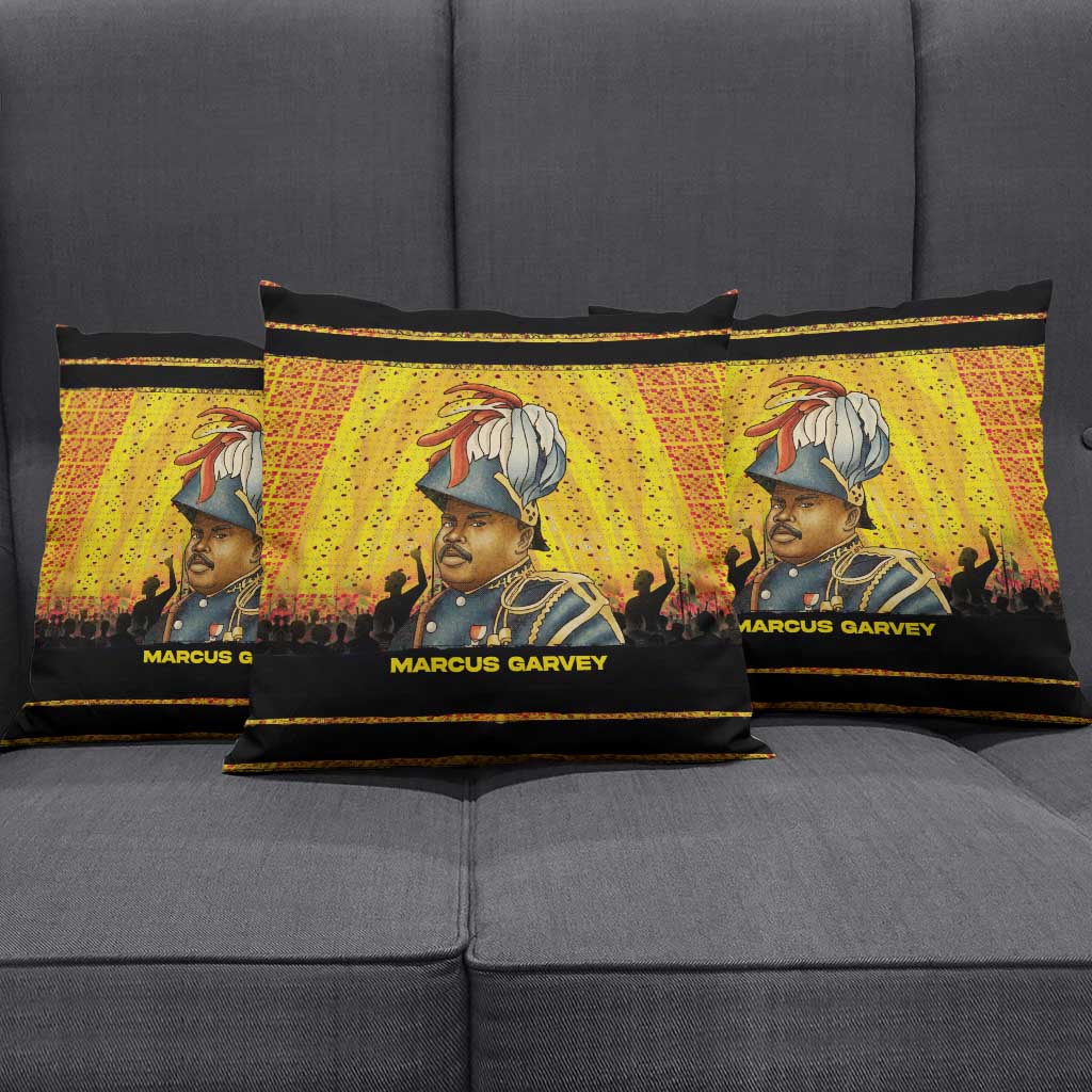 Marcus Garvey Pillow Cover Yellow African Pattern Design Pan African Flag Civil Rights Movement Tribute - African Pride