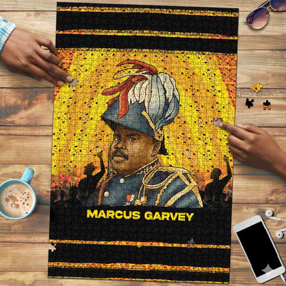 Marcus Garvey Puzzle Yellow African Pattern Design Pan African Flag Civil Rights Movement Tribute - African Pride