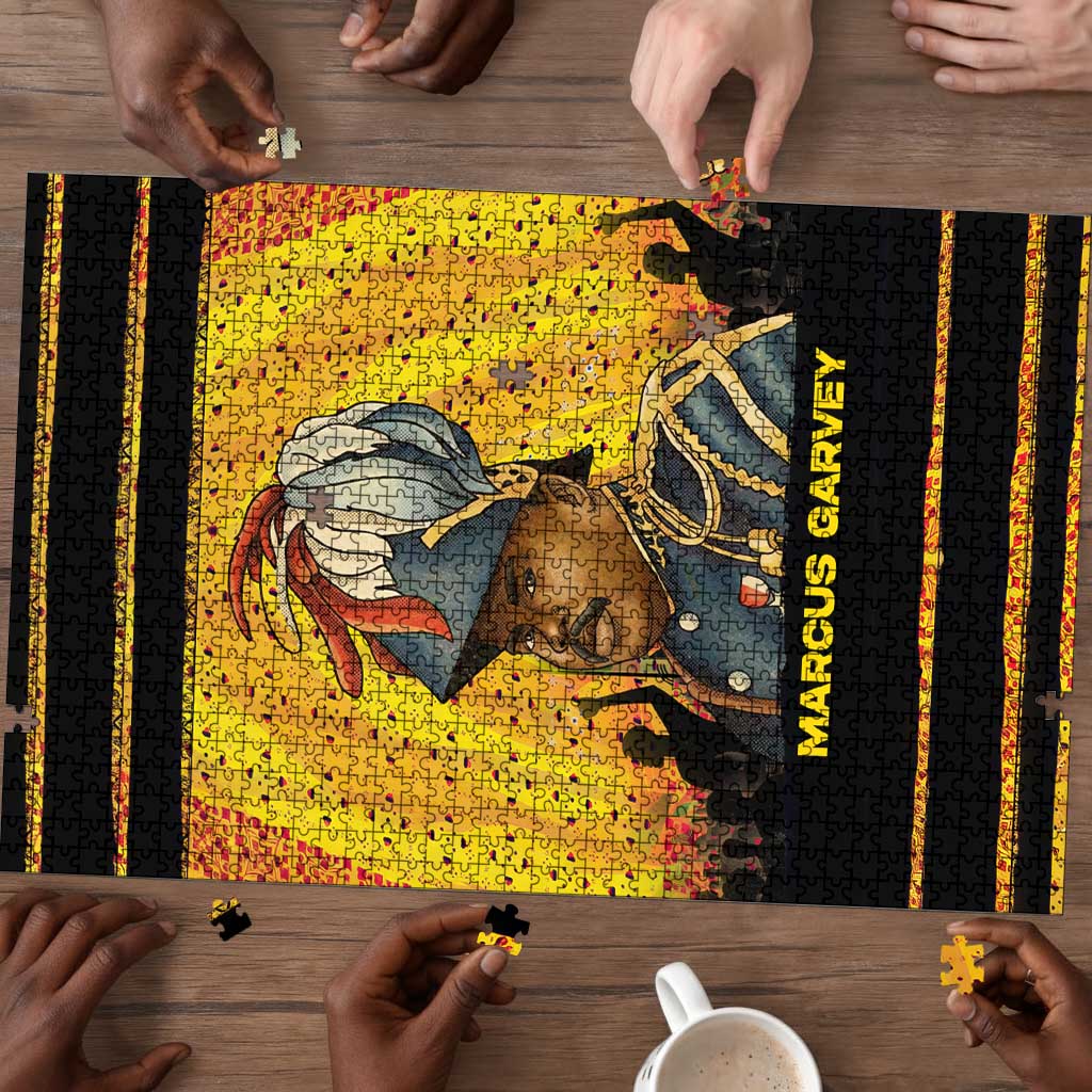 Marcus Garvey Puzzle Yellow African Pattern Design Pan African Flag Civil Rights Movement Tribute - African Pride