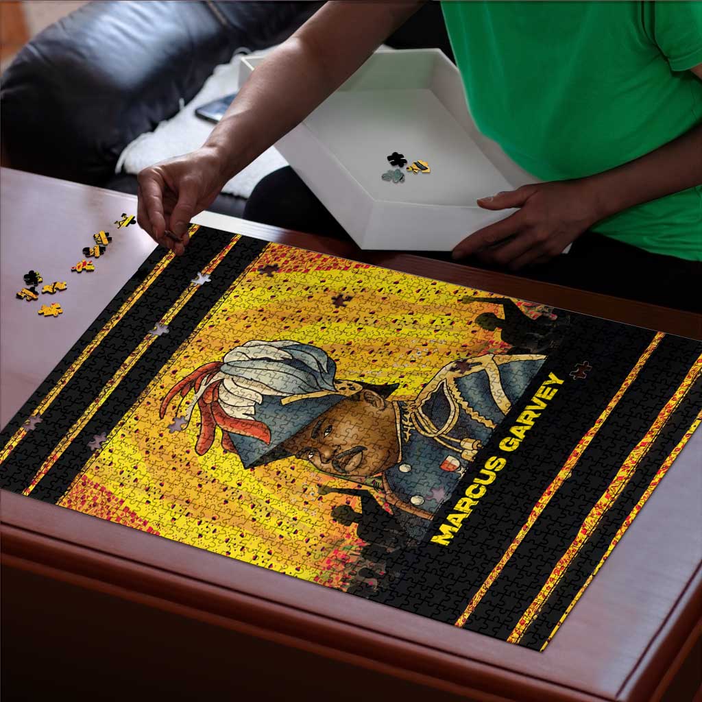 Marcus Garvey Puzzle Yellow African Pattern Design Pan African Flag Civil Rights Movement Tribute - African Pride