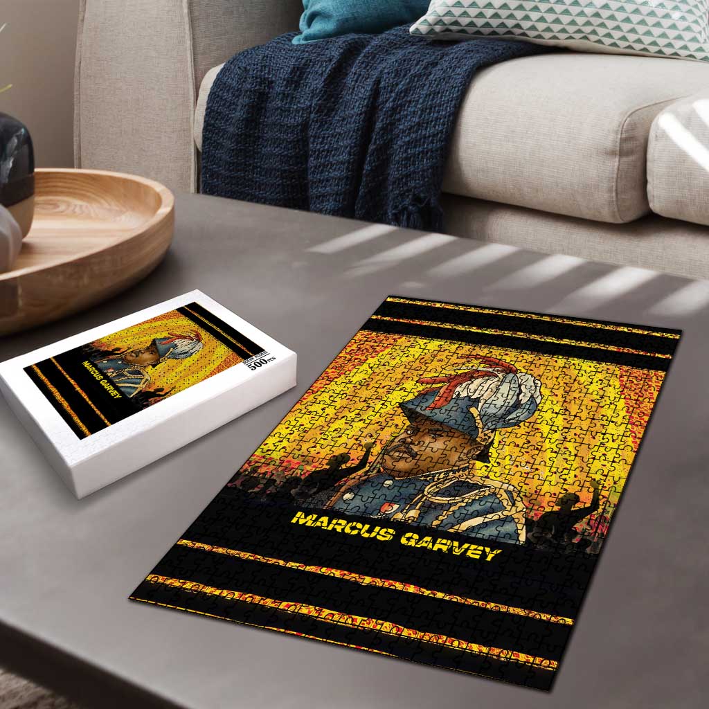 Marcus Garvey Puzzle Yellow African Pattern Design Pan African Flag Civil Rights Movement Tribute - African Pride