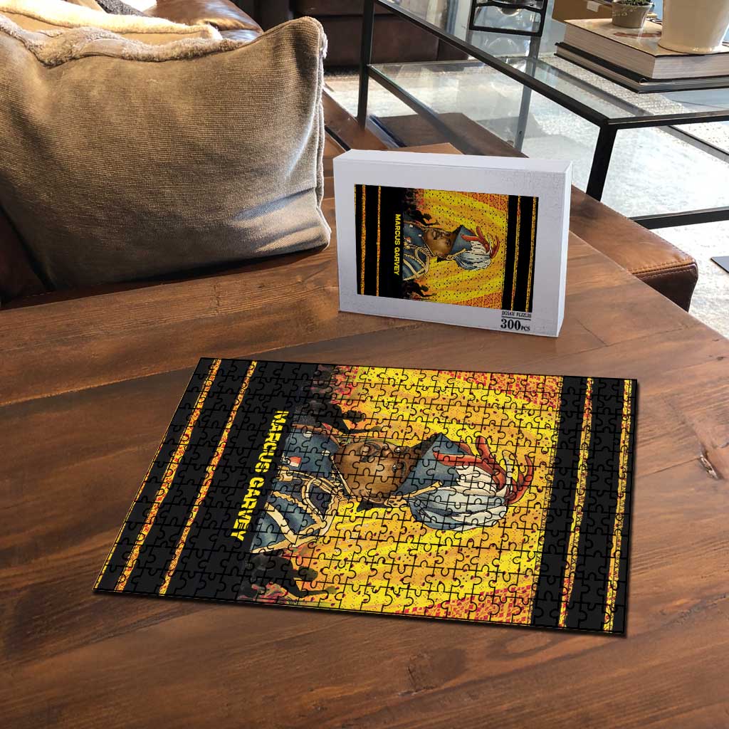 Marcus Garvey Puzzle Yellow African Pattern Design Pan African Flag Civil Rights Movement Tribute - African Pride