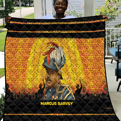 Marcus Garvey Quilt Yellow African Pattern Design Pan African Flag Civil Rights Movement Tribute - African Pride