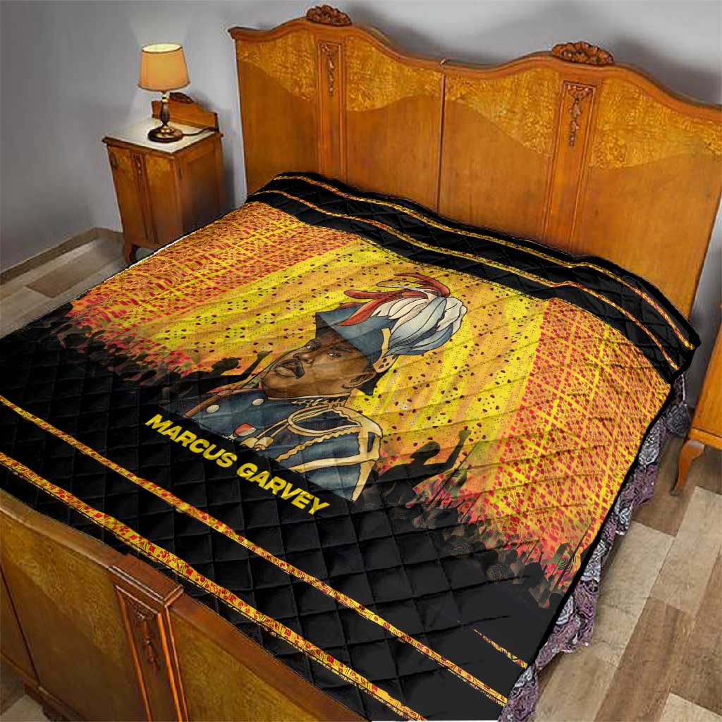 Marcus Garvey Quilt Yellow African Pattern Design Pan African Flag Civil Rights Movement Tribute - African Pride
