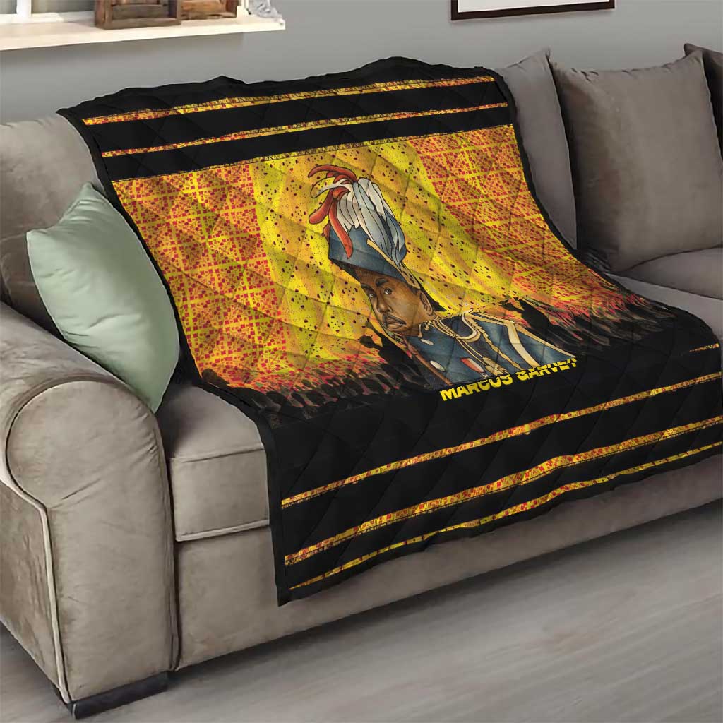 Marcus Garvey Quilt Yellow African Pattern Design Pan African Flag Civil Rights Movement Tribute - African Pride