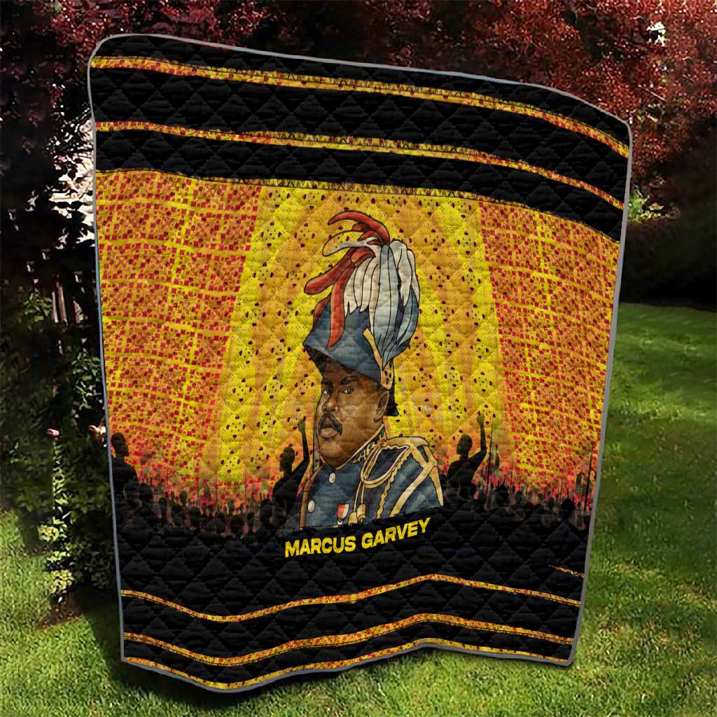 Marcus Garvey Quilt Yellow African Pattern Design Pan African Flag Civil Rights Movement Tribute - African Pride
