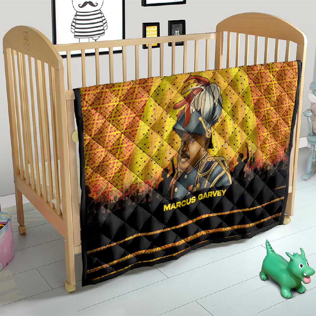 Marcus Garvey Quilt Yellow African Pattern Design Pan African Flag Civil Rights Movement Tribute - African Pride