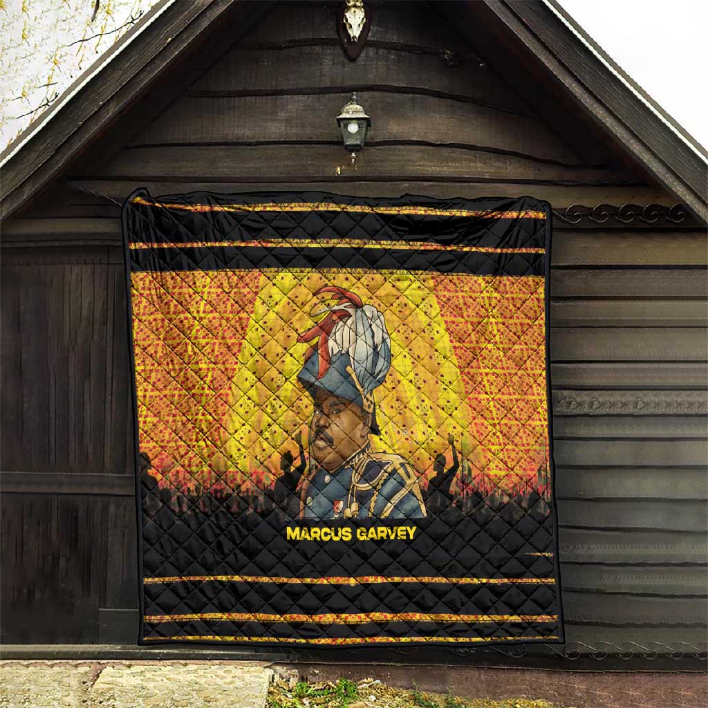 Marcus Garvey Quilt Yellow African Pattern Design Pan African Flag Civil Rights Movement Tribute - African Pride