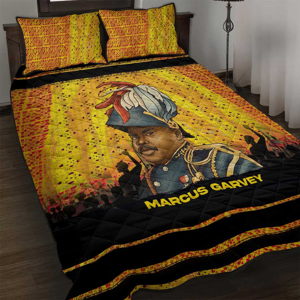 Marcus Garvey Quilt Bed Set Yellow African Pattern Design Pan African Flag Civil Rights Movement Tribute - African Pride