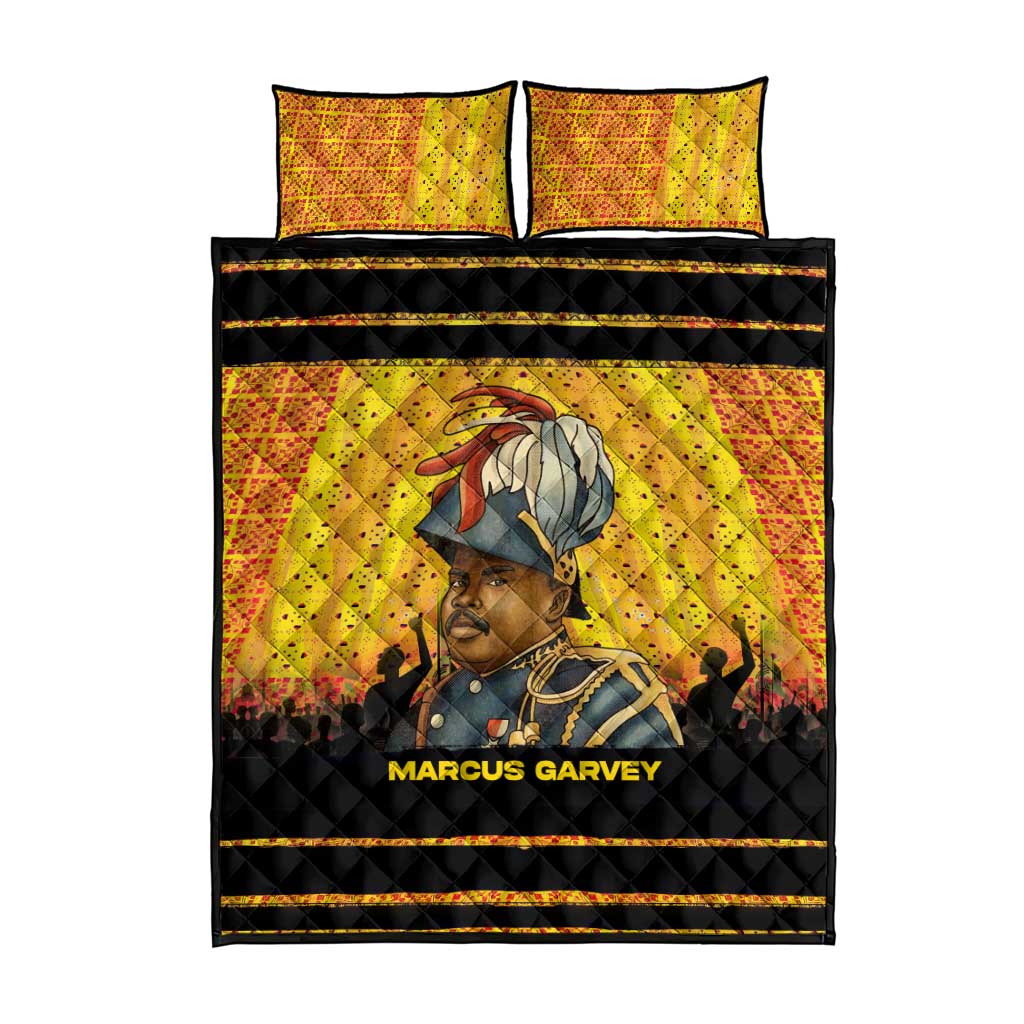 Marcus Garvey Quilt Bed Set Yellow African Pattern Design Pan African Flag Civil Rights Movement Tribute - African Pride