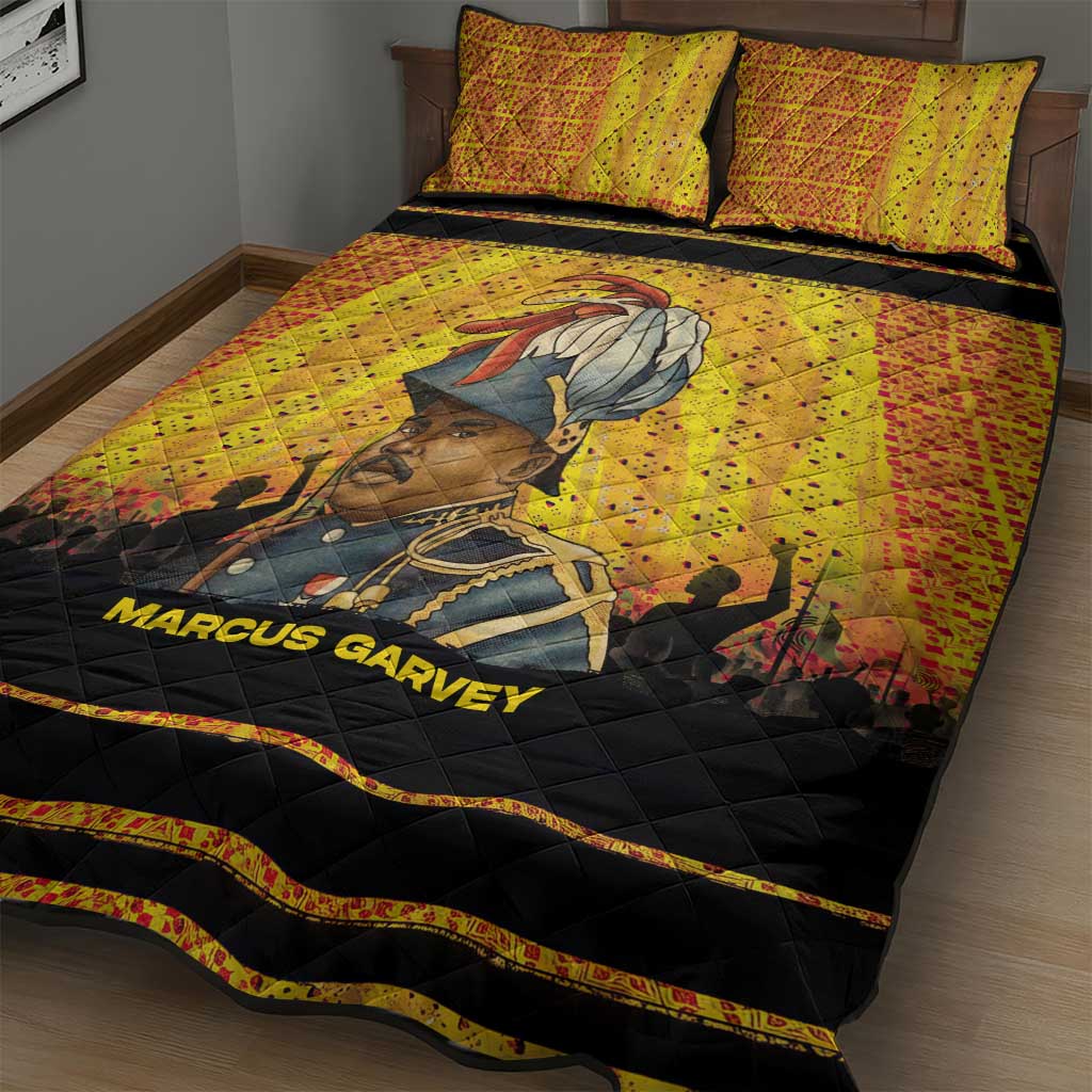 Marcus Garvey Quilt Bed Set Yellow African Pattern Design Pan African Flag Civil Rights Movement Tribute - African Pride