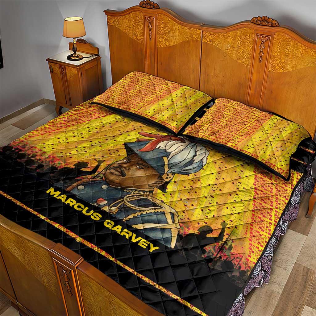 Marcus Garvey Quilt Bed Set Yellow African Pattern Design Pan African Flag Civil Rights Movement Tribute - African Pride