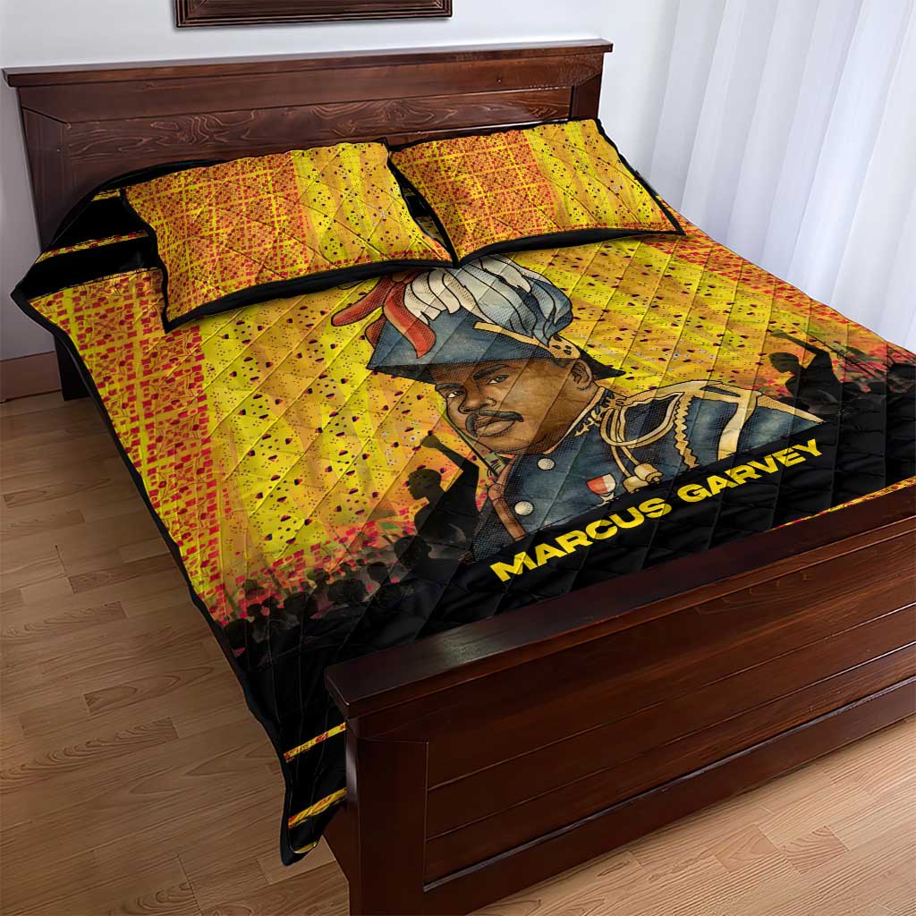 Marcus Garvey Quilt Bed Set Yellow African Pattern Design Pan African Flag Civil Rights Movement Tribute - African Pride