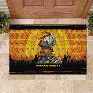 Marcus Garvey Rubber Doormat Yellow African Pattern Design Pan African Flag Civil Rights Movement Tribute - African Pride