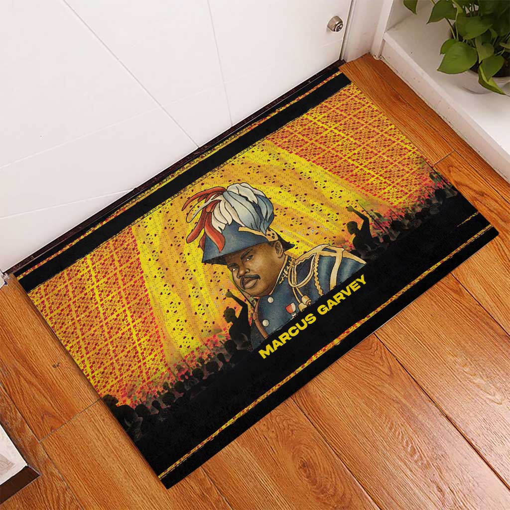 Marcus Garvey Rubber Doormat Yellow African Pattern Design Pan African Flag Civil Rights Movement Tribute - African Pride