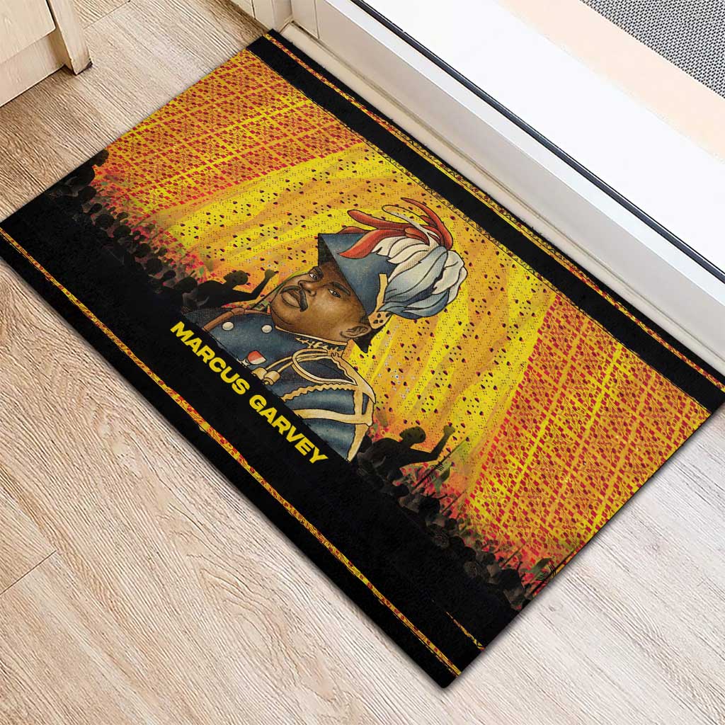Marcus Garvey Rubber Doormat Yellow African Pattern Design Pan African Flag Civil Rights Movement Tribute - African Pride