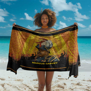 Marcus Garvey Sarong Yellow African Pattern Design Pan African Flag Civil Rights Movement Tribute - African Pride
