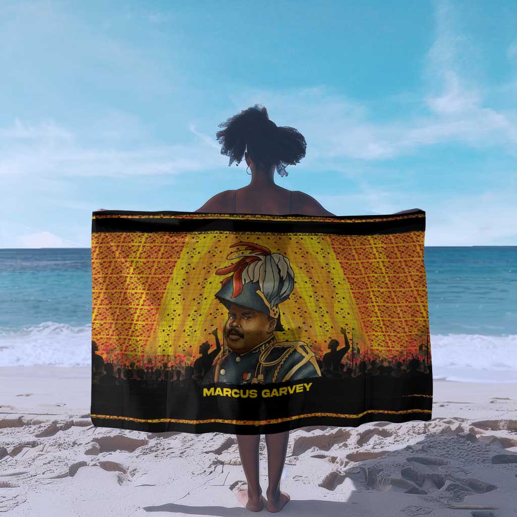 Marcus Garvey Sarong Yellow African Pattern Design Pan African Flag Civil Rights Movement Tribute - African Pride