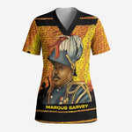Marcus Garvey Scrub Top Yellow African Pattern Design Pan African Flag Civil Rights Movement Tribute - African Pride
