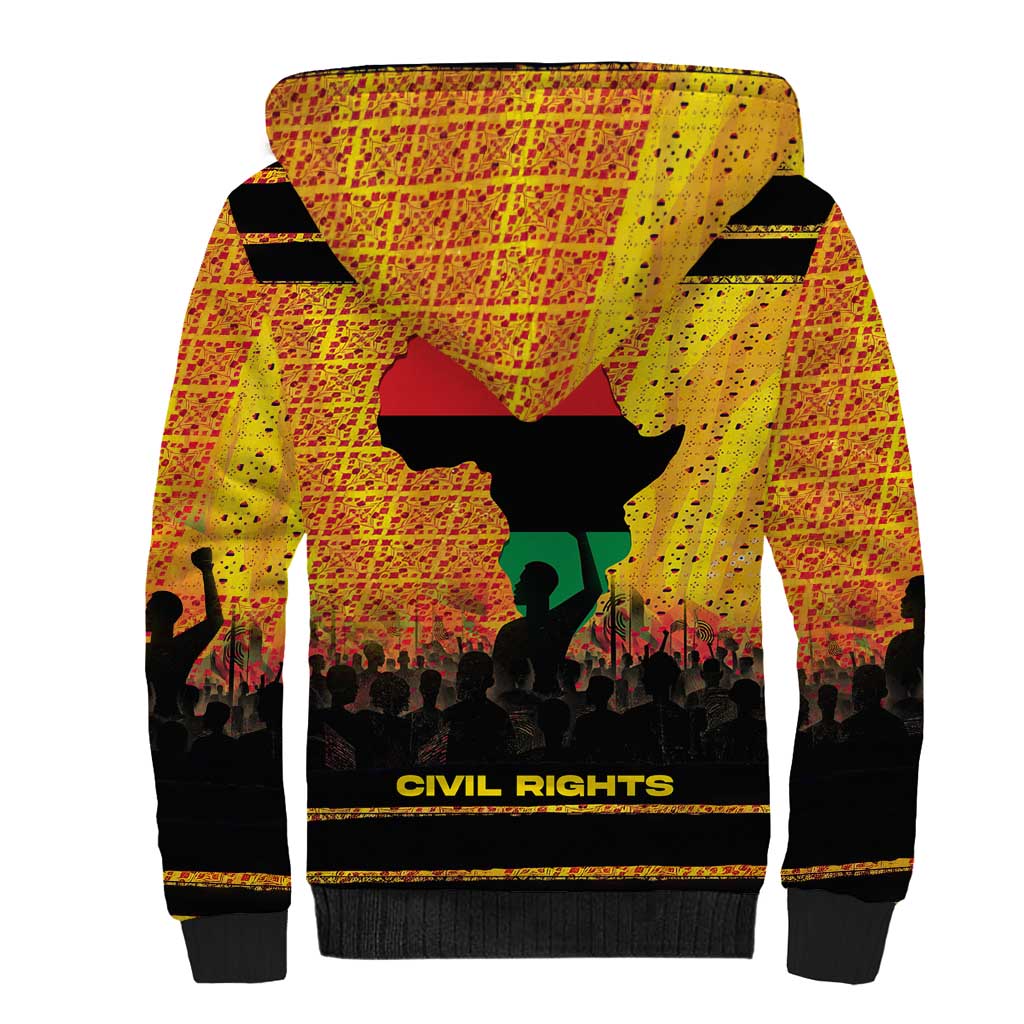 Marcus Garvey Sherpa Hoodie Yellow African Pattern Design Pan African Flag Civil Rights Movement Tribute - African Pride