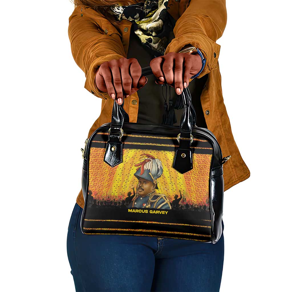 Marcus Garvey Shoulder Handbag Yellow African Pattern Design Pan African Flag Civil Rights Movement Tribute - African Pride