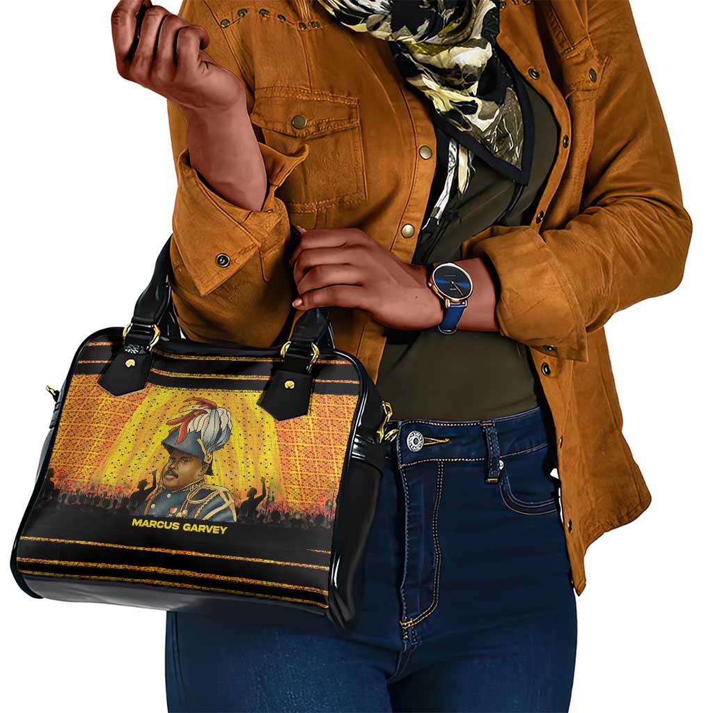 Marcus Garvey Shoulder Handbag Yellow African Pattern Design Pan African Flag Civil Rights Movement Tribute - African Pride